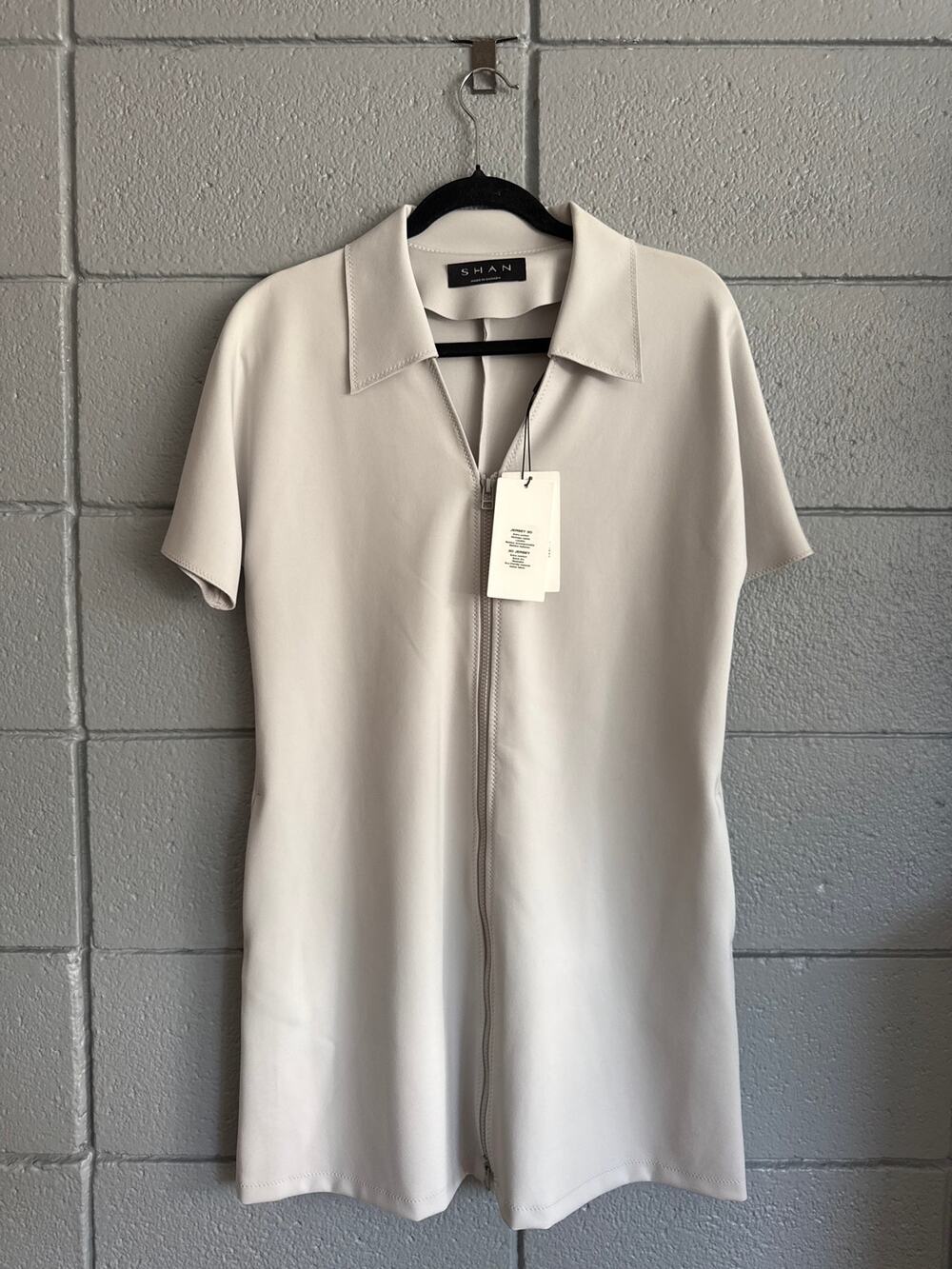 SHAN Cream Zip-Front Short Sleeve Swim Cover-Up